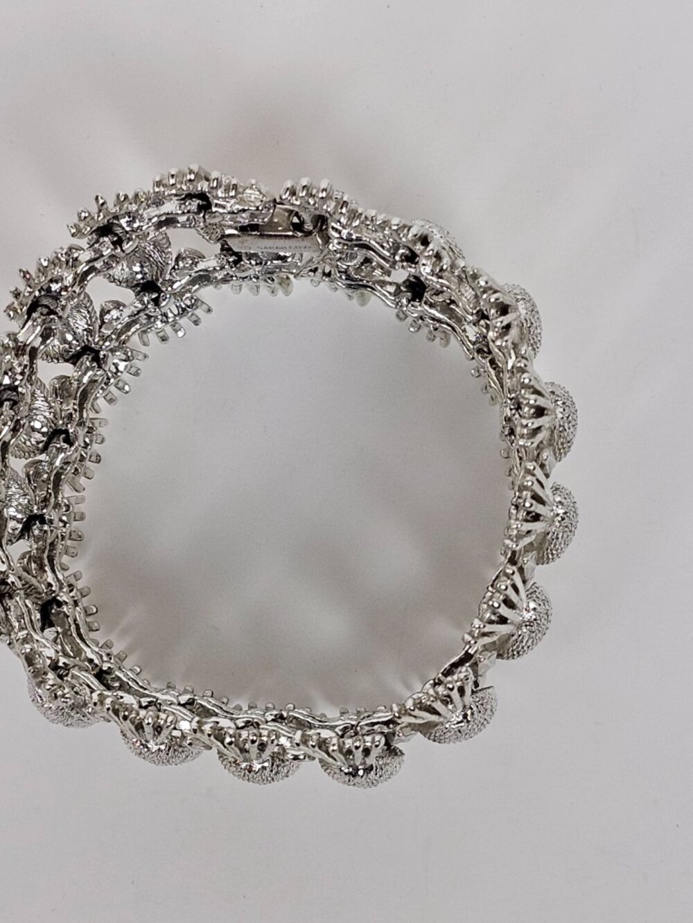 Vtg Sarah Coventry Silver Tone Bracelet Simply Elegant Pineapple Chunky Link 60s - Picture 5 of 13